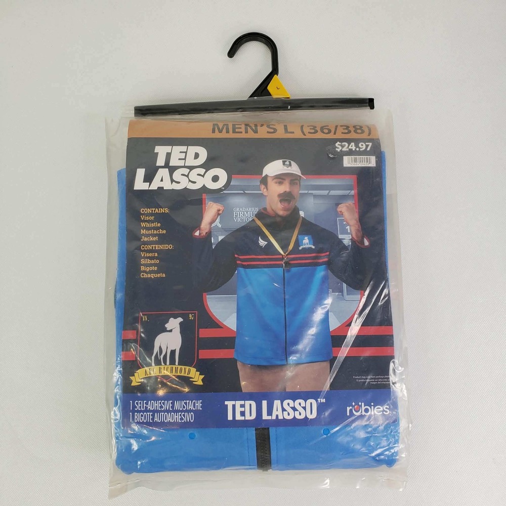 Rubies Ted Lasso Costume Men Large Blue AFC Richmond Coach 4pc Set